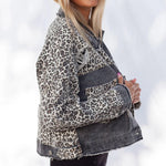 Leopard Stitching Corduroy Jacket