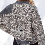 Leopard Stitching Corduroy Jacket