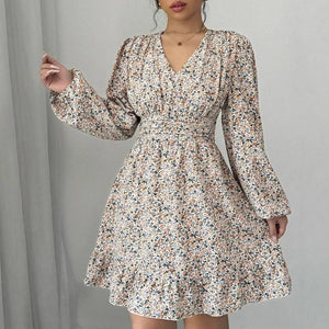 Elegant Printed Long-Sleeve Dress for Girls