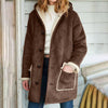 Cozy Retro Suede Warm Hooded Woman Coat